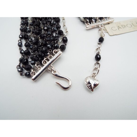 Vintage Carolee Black and Clear Multistrand Beaded Choker Necklace - Picture 6 of 11